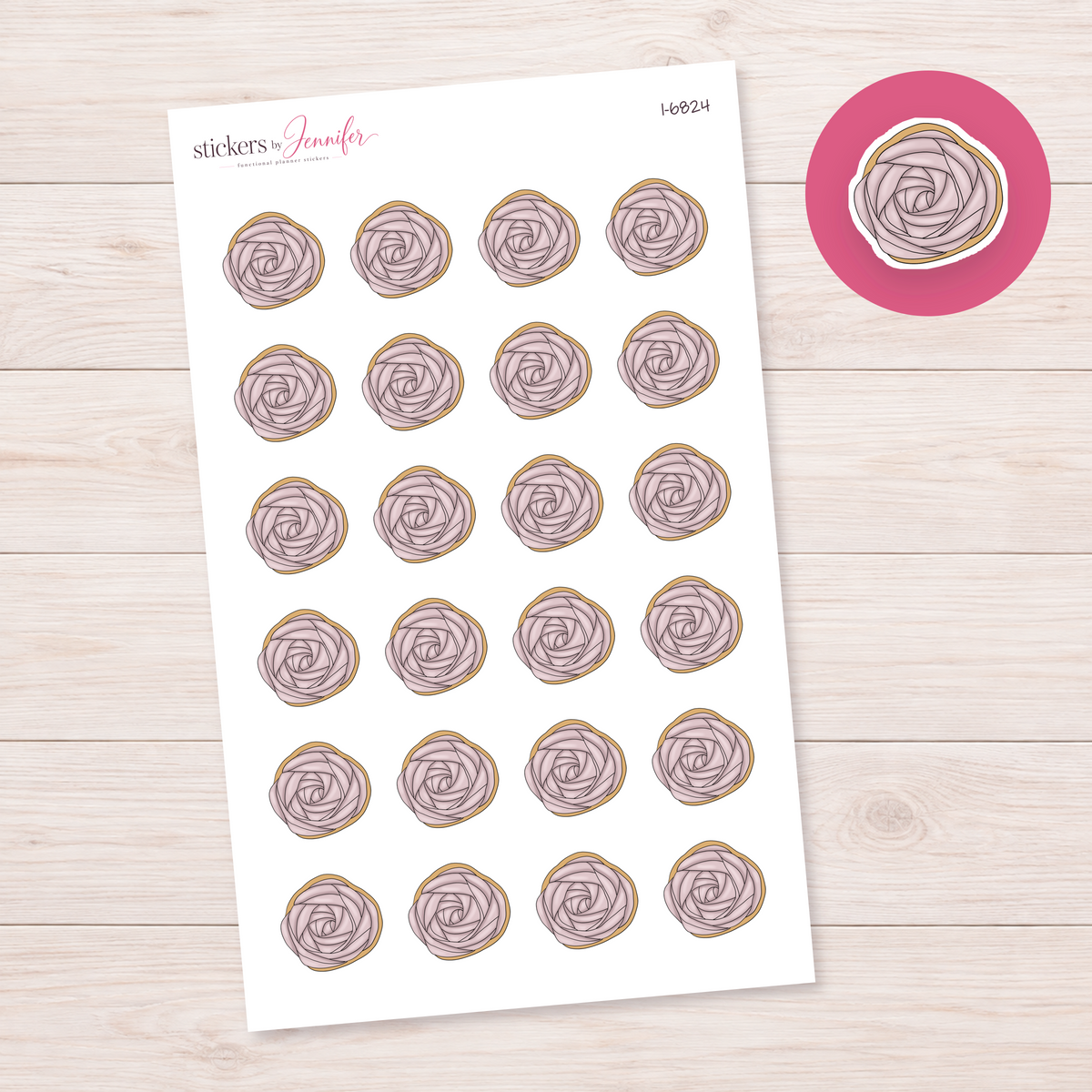 Dusty Pink Rose Cupcake Planner Stickers | I-6824