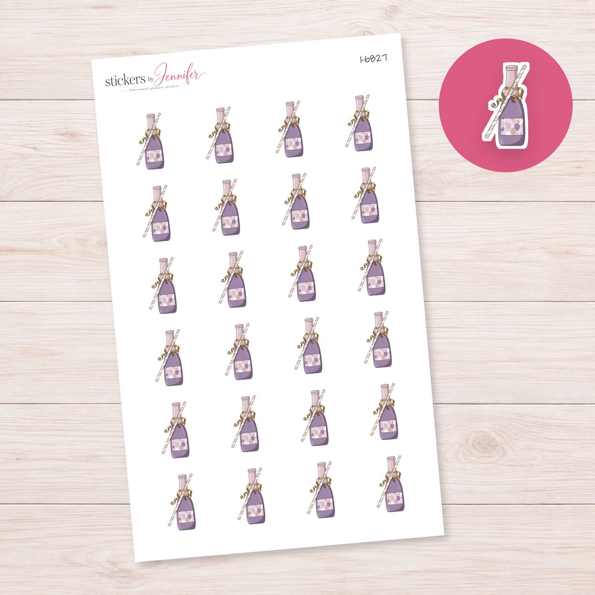Purple Party Drink Bottle Planner Stickers | I-6827