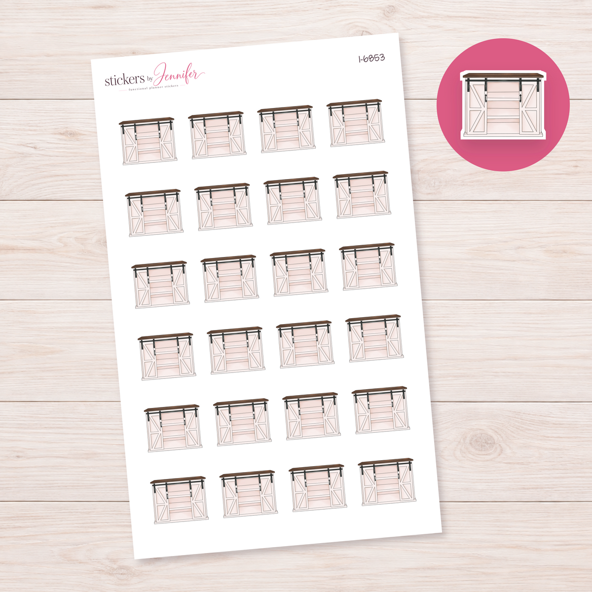 White Barn-Door Cabinet Planner Stickers | I-6853