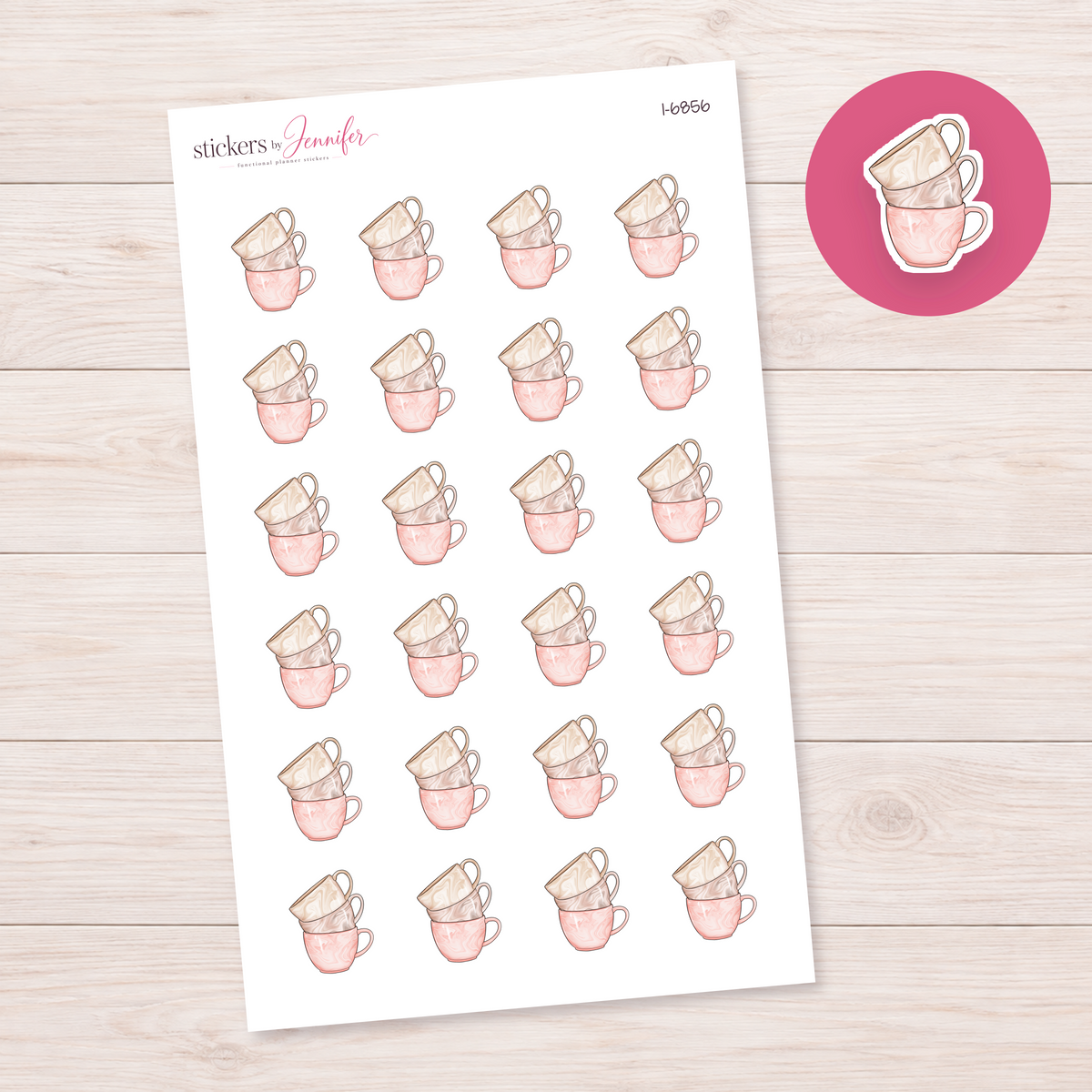 Stacked Marbled Mugs Planner Stickers | I-6856