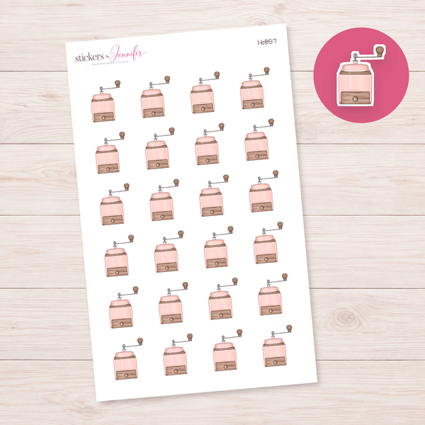 Pink Coffee Grinder Planner Stickers | I-6857