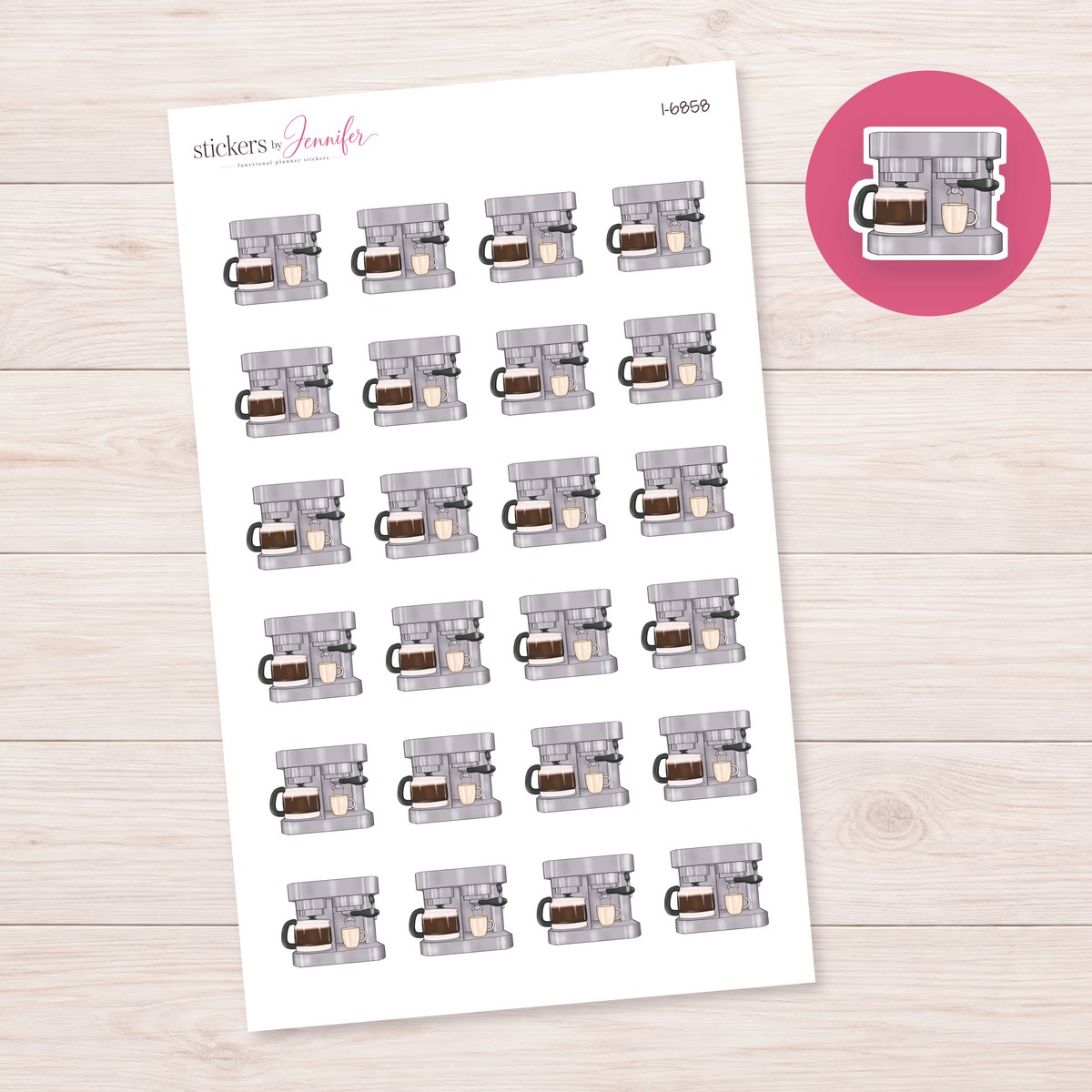 Silver Coffee Machine Planner Stickers | I-6858