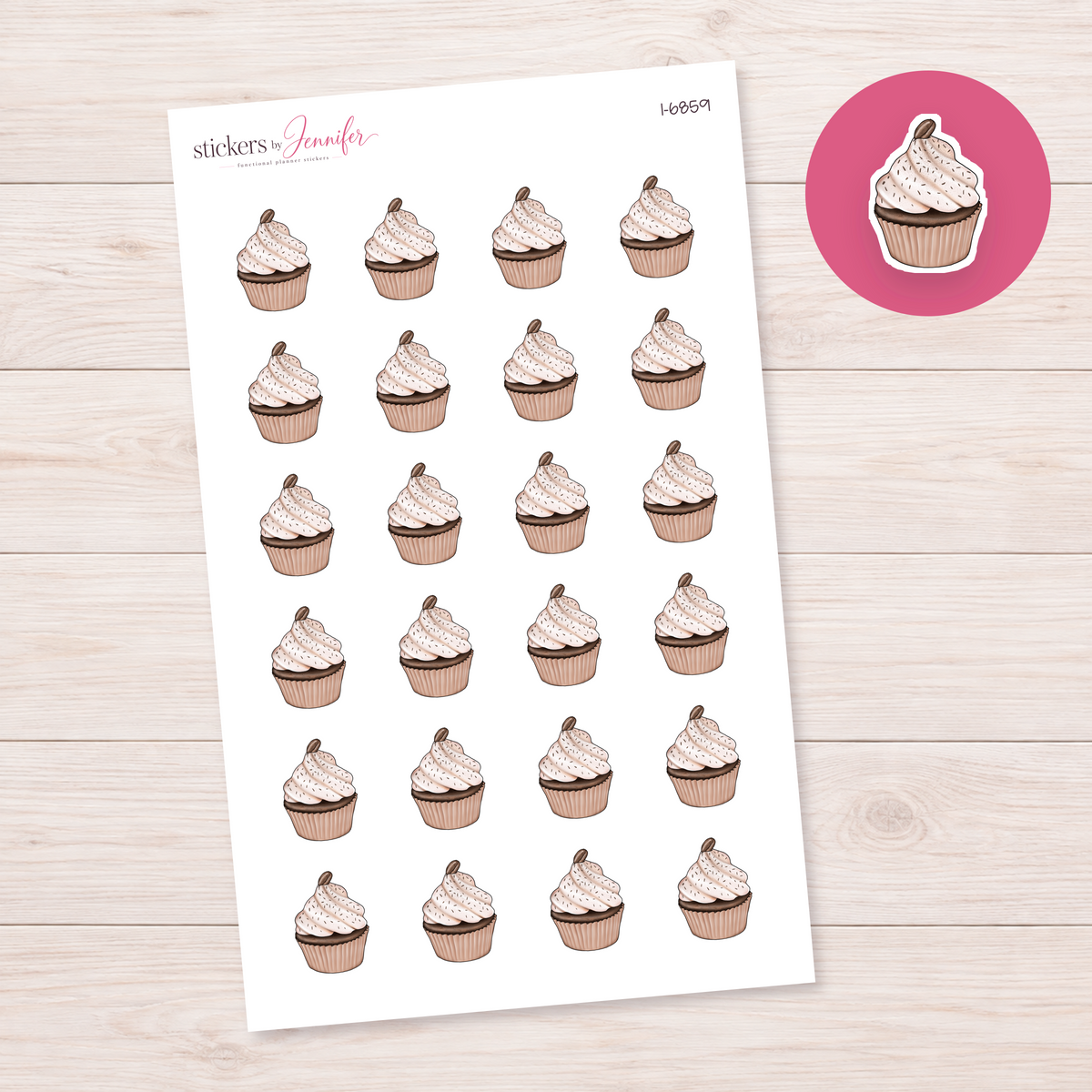 Swirled Frosting Cupcake Planner Stickers | I-6859