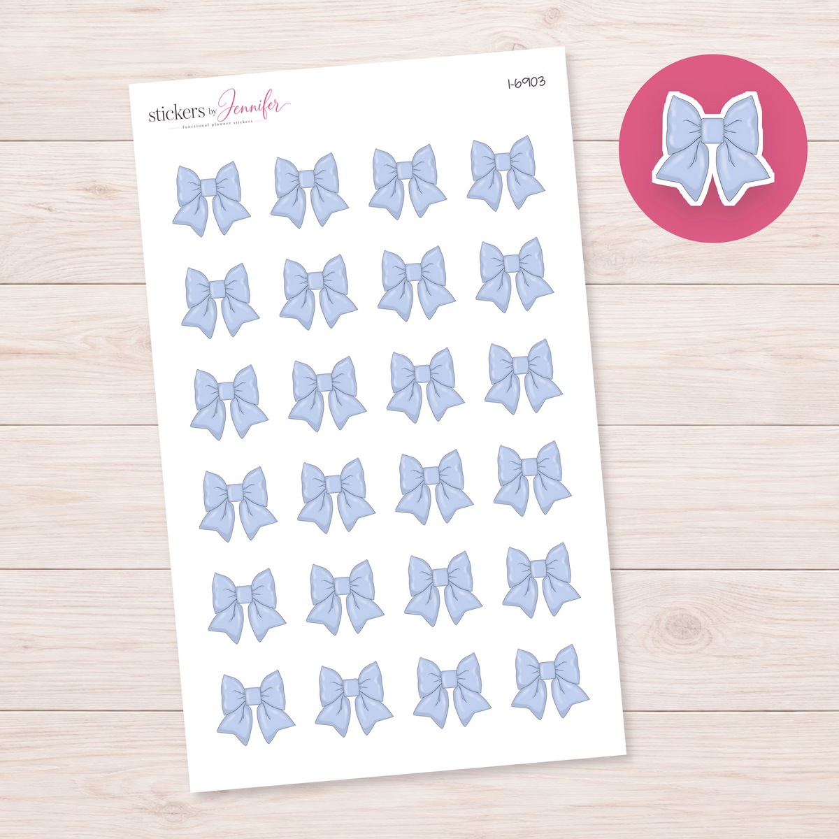 Pale Blue Bow Planner Stickers | I-6903