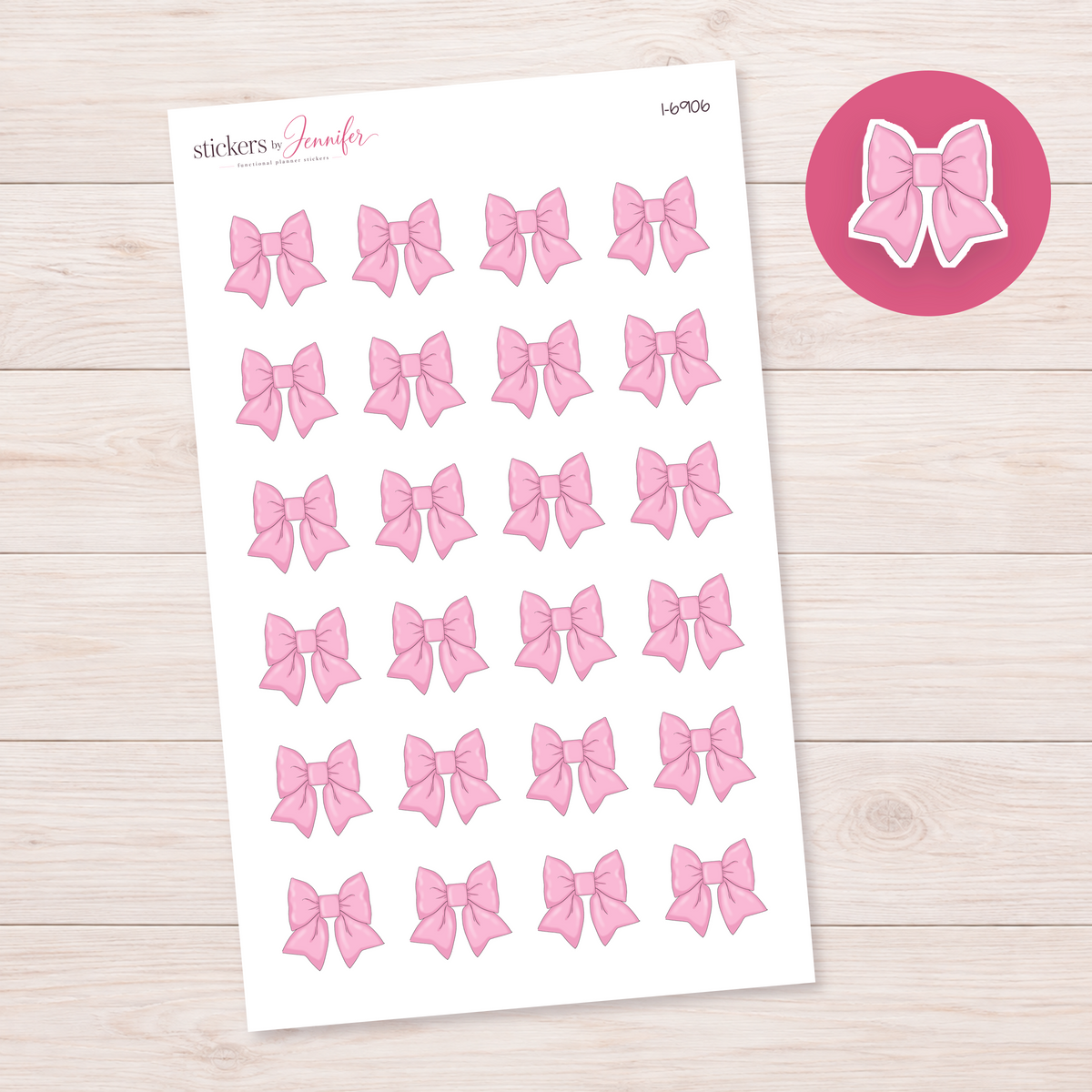 Pink Ribbon Bow Planner Stickers | I-6906