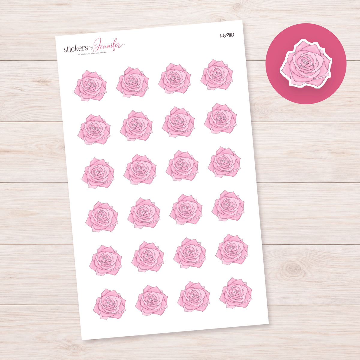 Bright Pink Rose Planner Stickers | I-6910