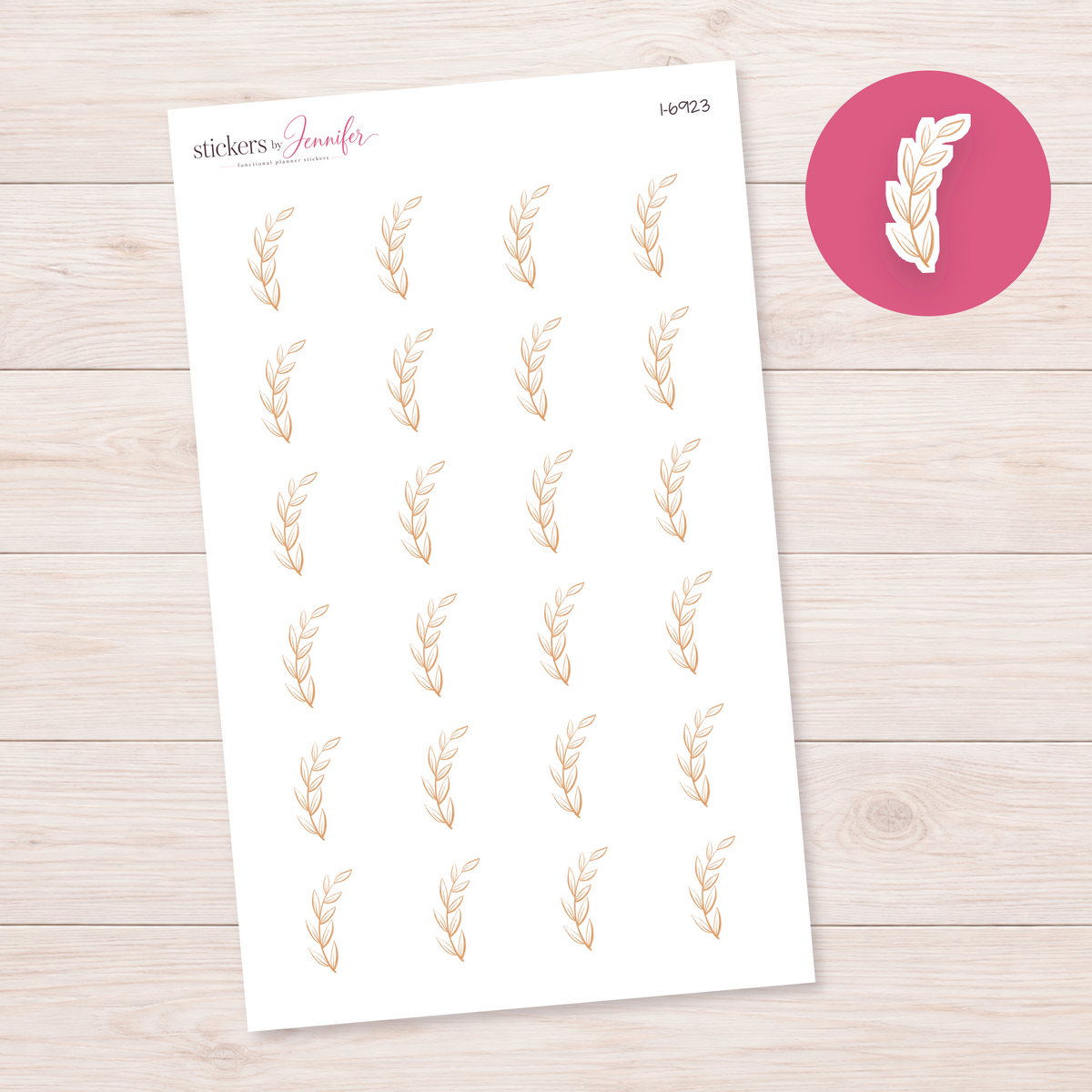 Fine Golden Leaf Stem Planner Stickers | I-6923