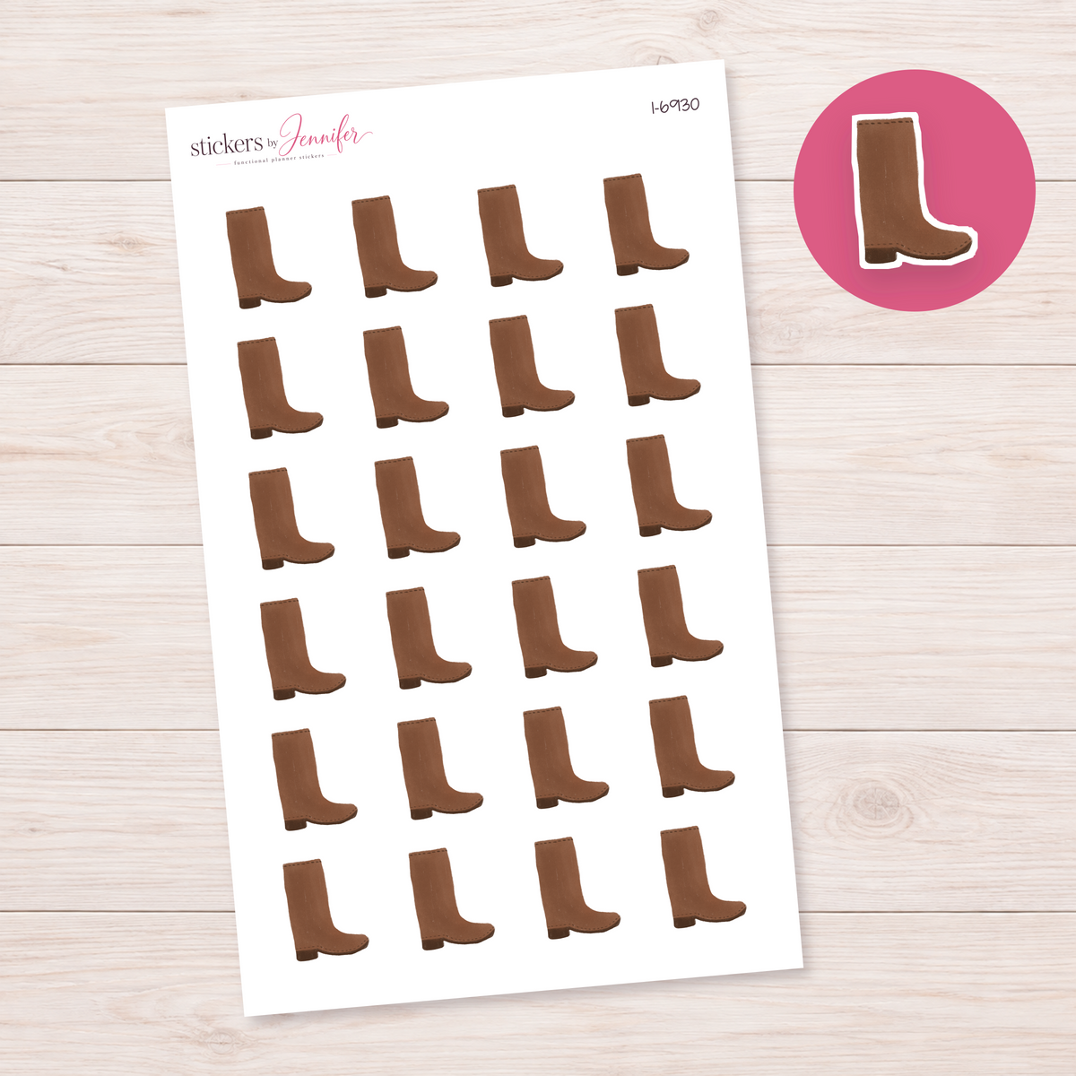 Brown Boot Planner Stickers | I-6930