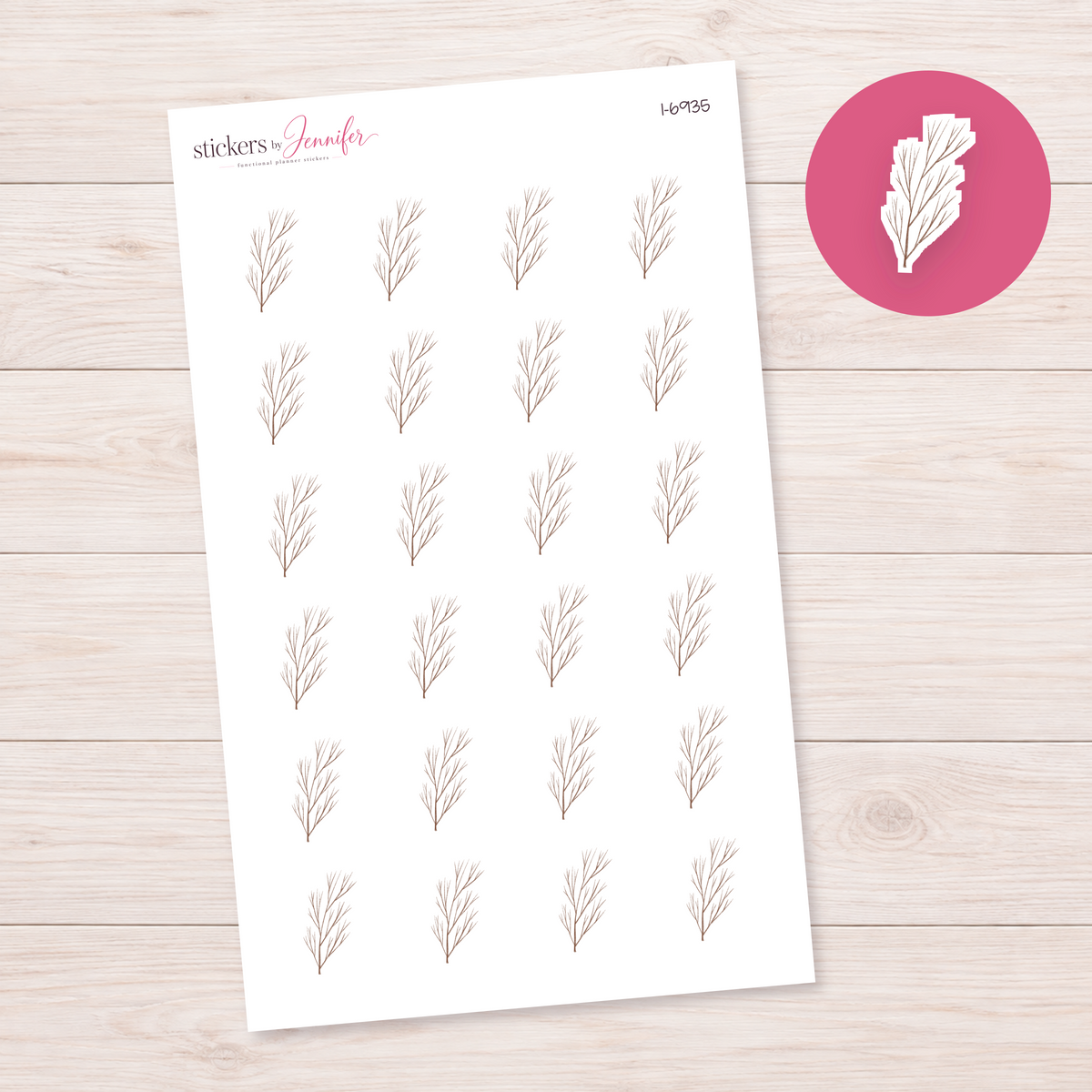 Fine Brown Branch Planner Stickers | I-6935