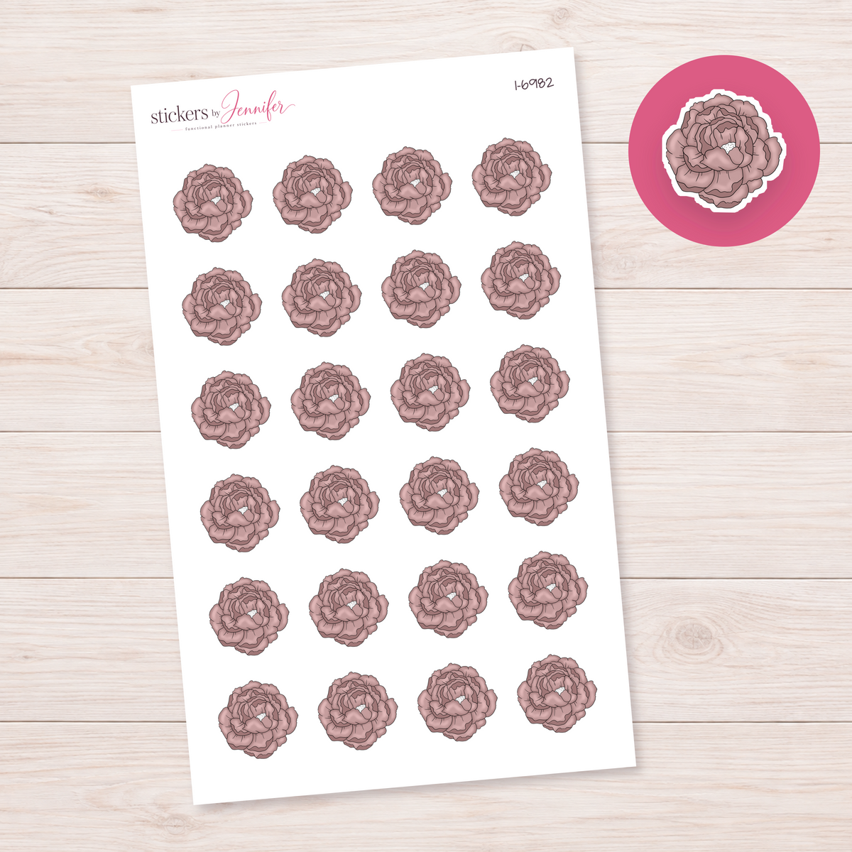 Dusty Rose Peony Planner Stickers | I-6982