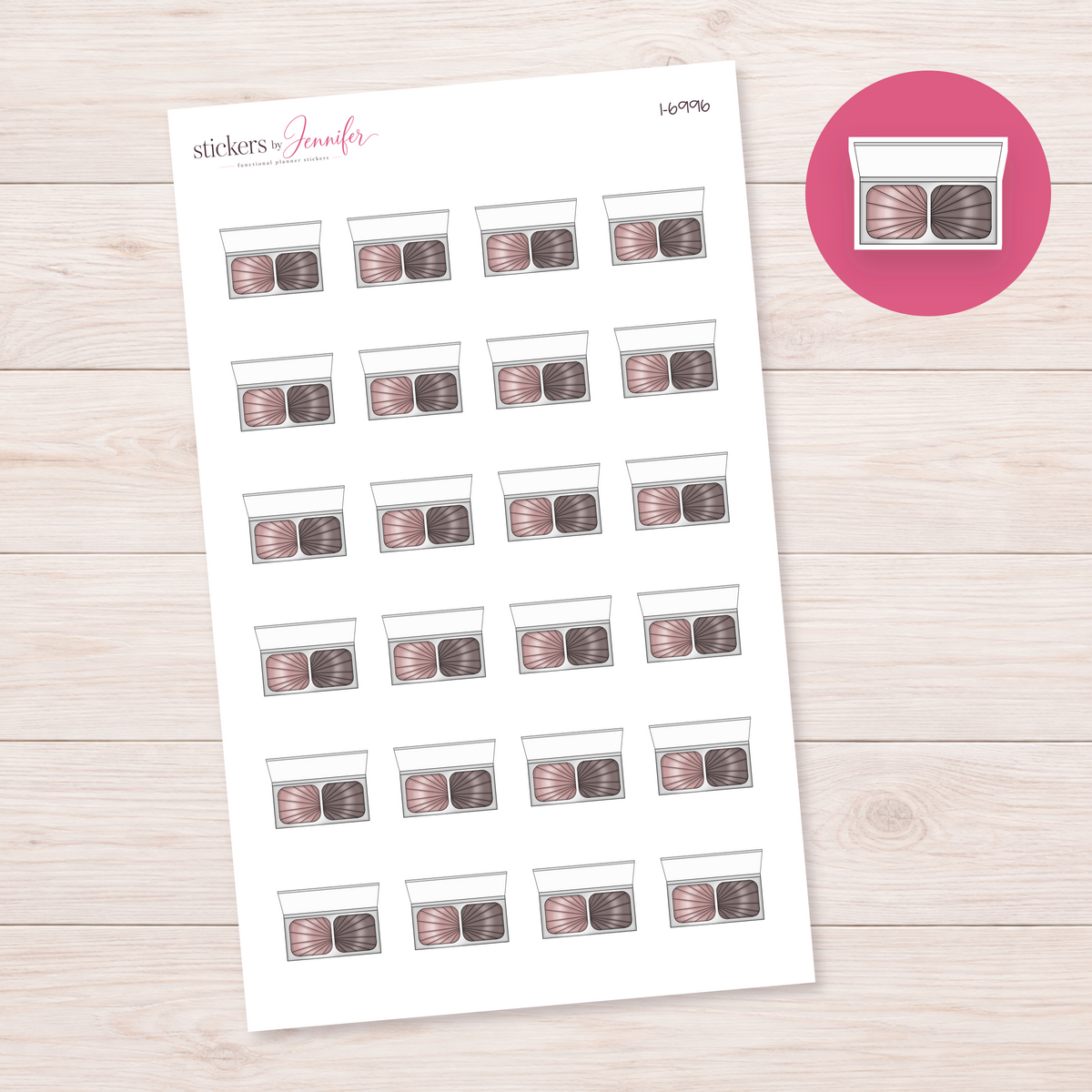 Two-Pan Makeup Palette Planner Stickers | I-6996