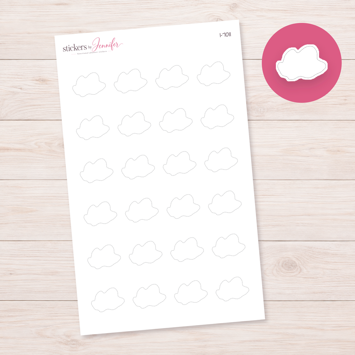 Dotted Outline Cloud Planner Stickers | I-7011