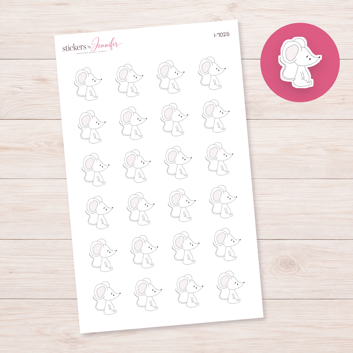Little Mouse Outline Planner Stickers | I-7025