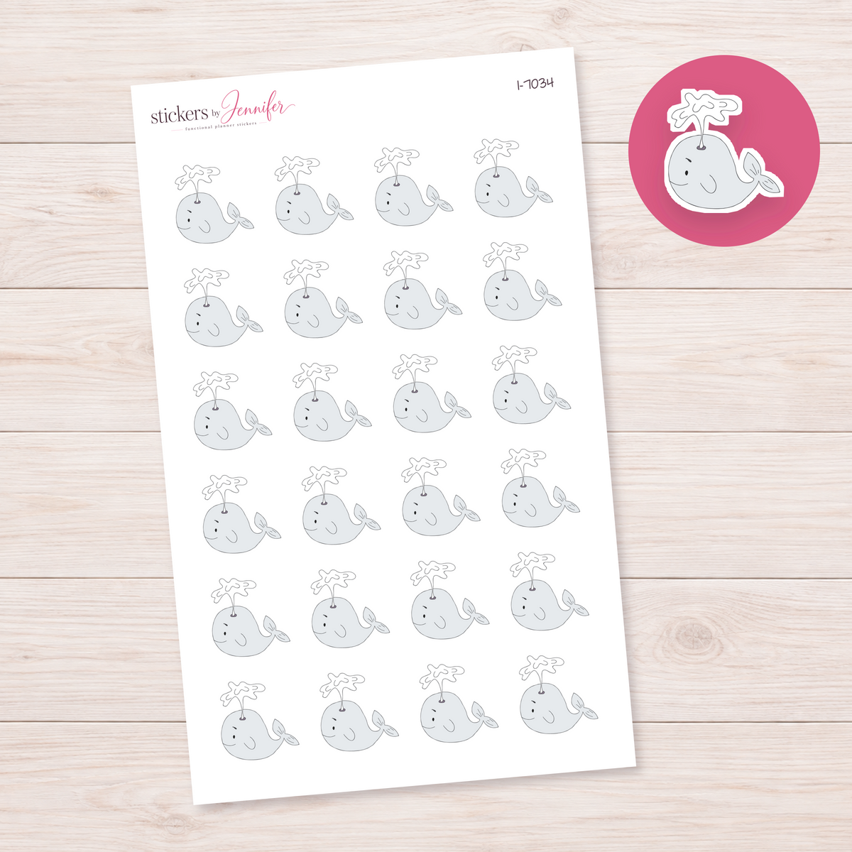 Little Gray Whale Planner Stickers | I-7034