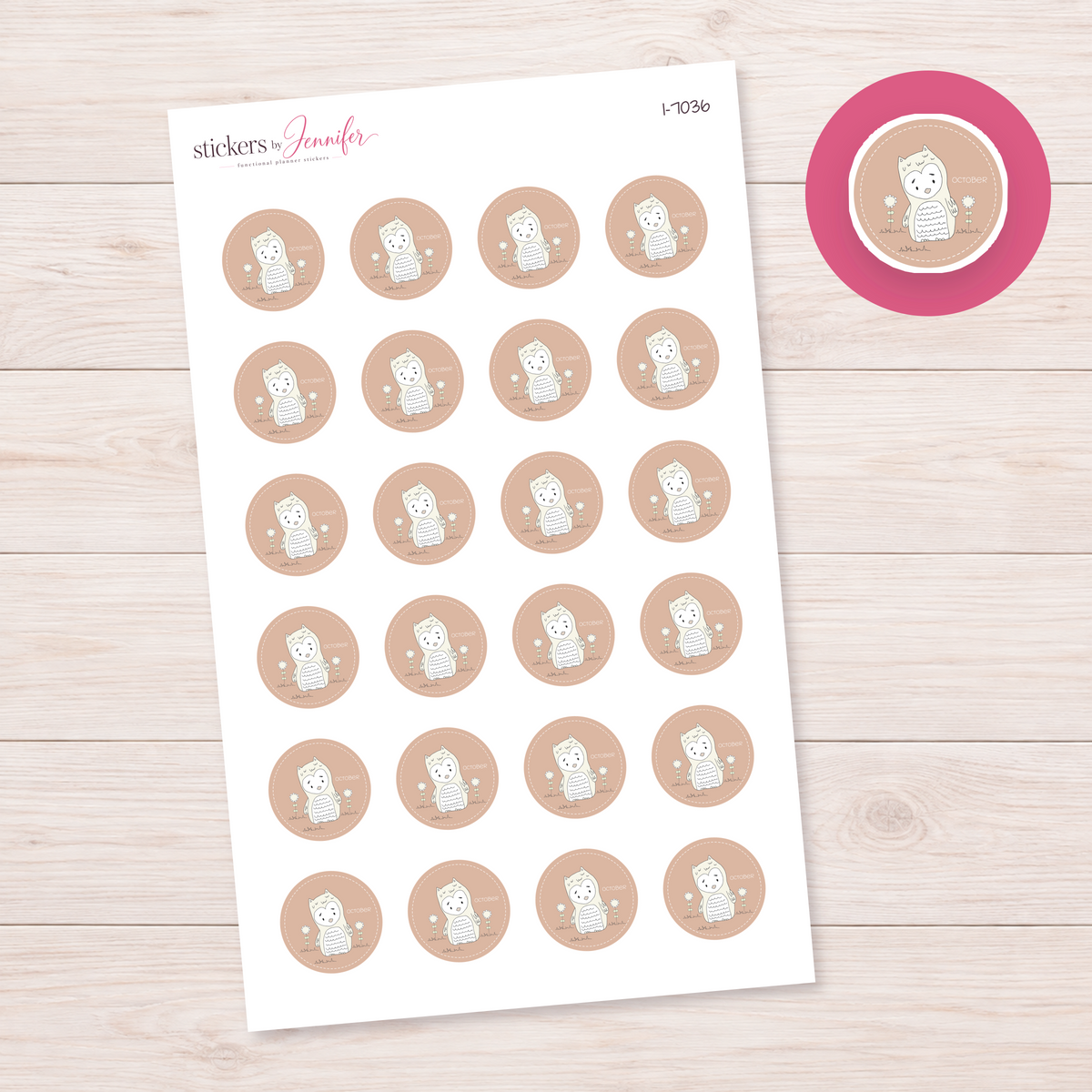 October Owl Circle Planner Stickers | I-7036
