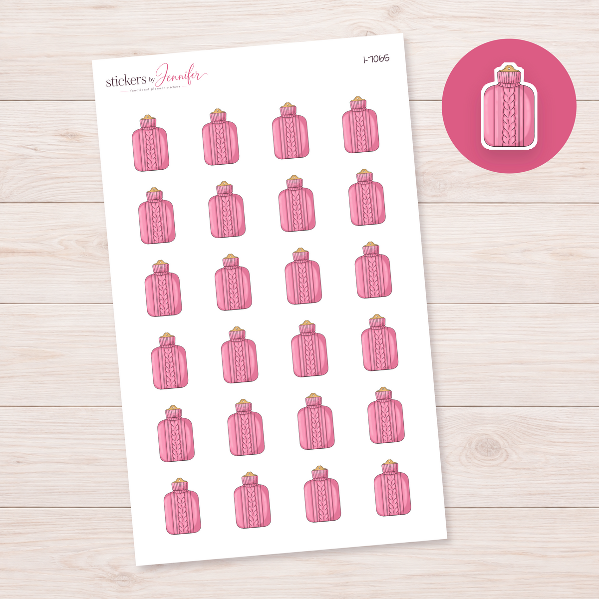 Pink Knit Hot Water Bottle Planner Stickers | I-7065