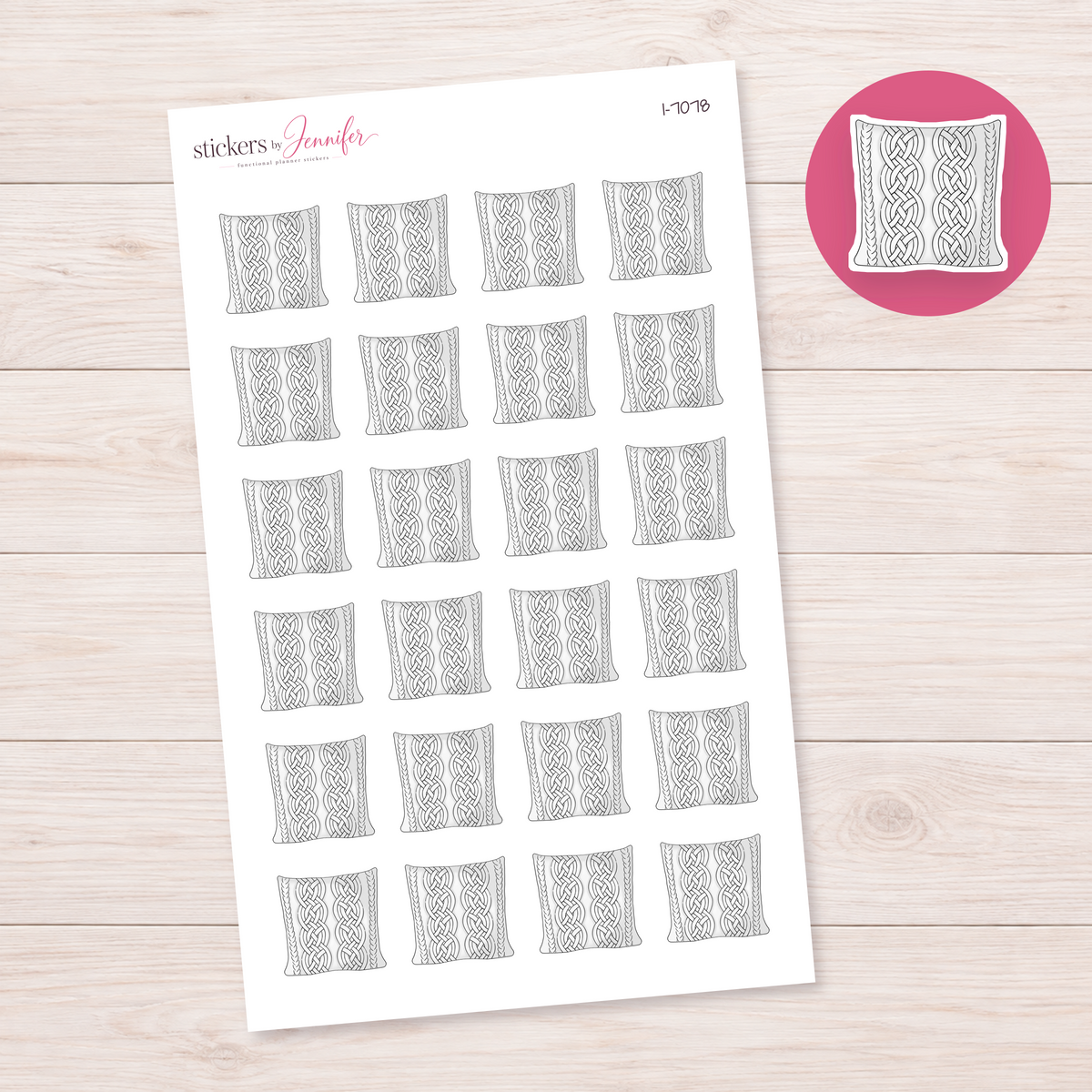 White Cable-Knit Cushion Planner Stickers | I-7078