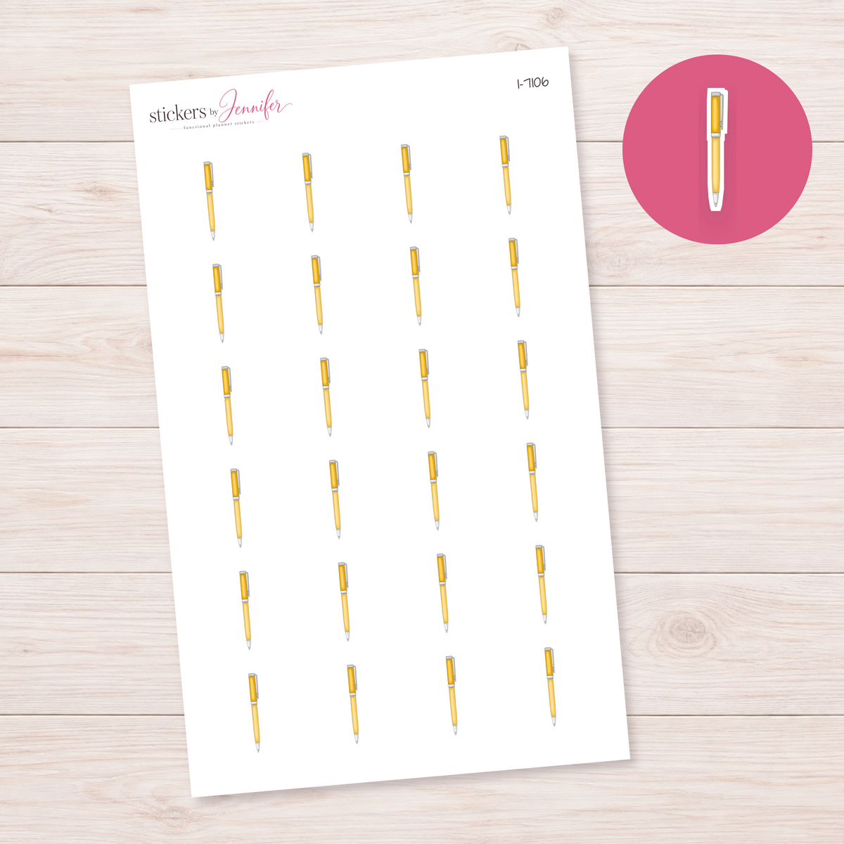 Yellow Pen Planner Stickers | I-7106