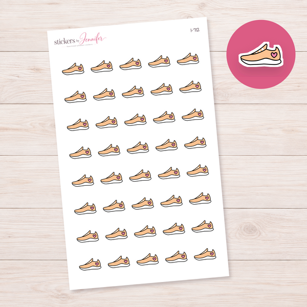 Apricot Heart Sneaker Planner Stickers | I-712