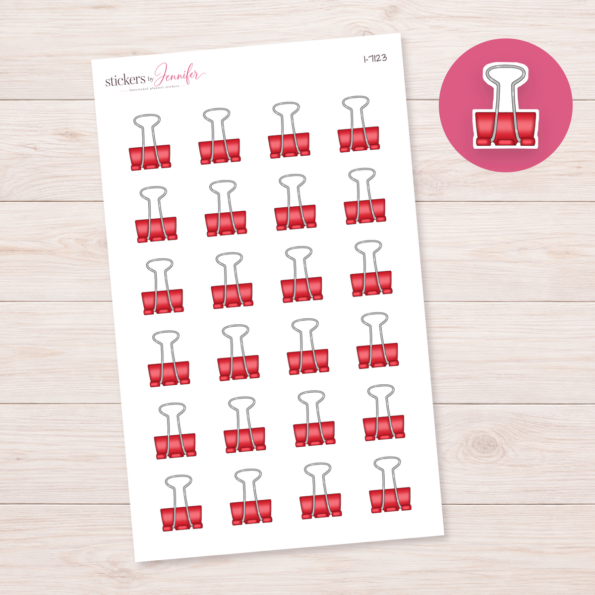 Red Binder Clip Planner Stickers | I-7123