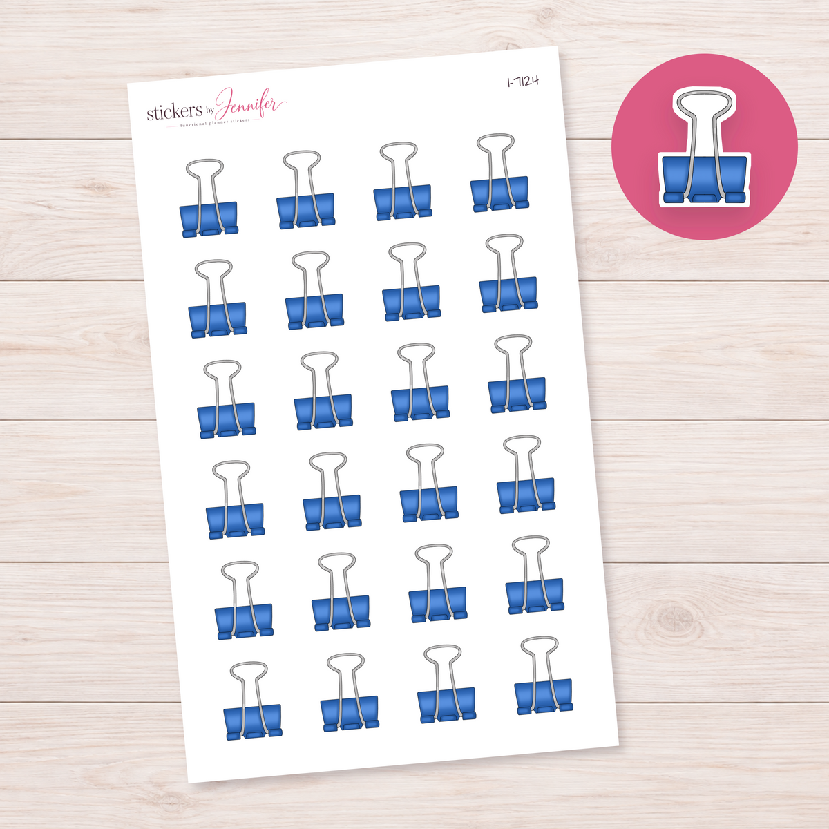 Blue Binder Clip Planner Stickers | I-7124