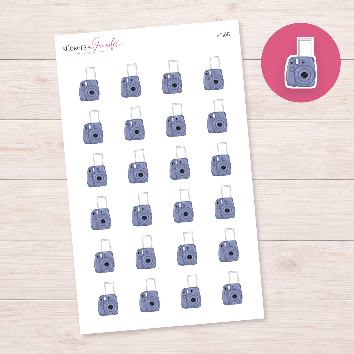 Blue Instant Camera Planner Stickers | I-7185