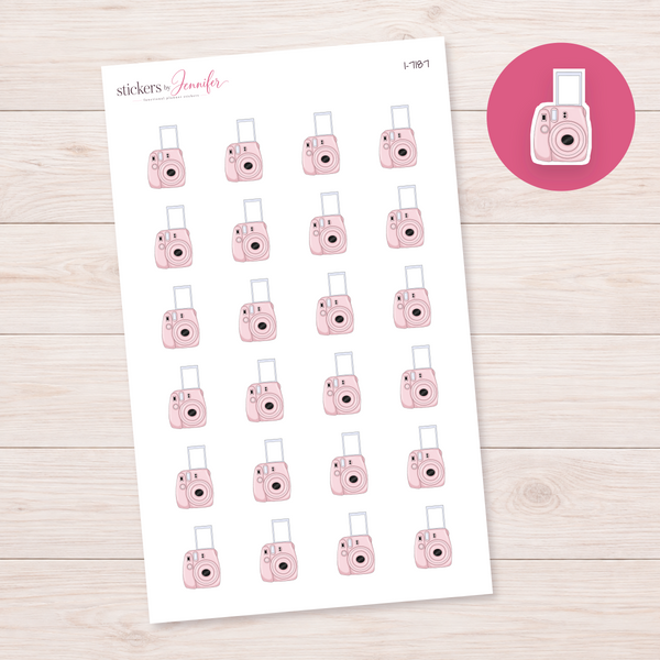 Pale Pink Instant Camera Planner Stickers | I-7187