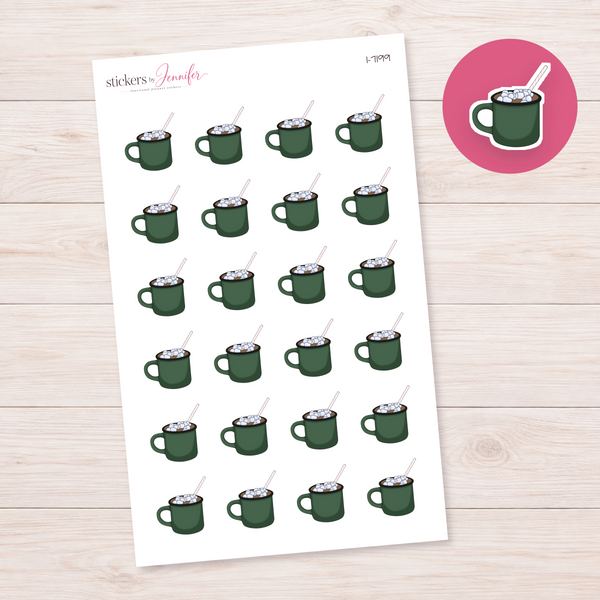 Green Marshmallow Mug Planner Stickers | I-7199