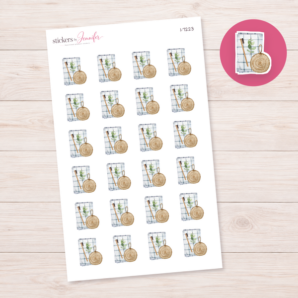 Bamboo Bathroom Accessories Planner Stickers | I-7223