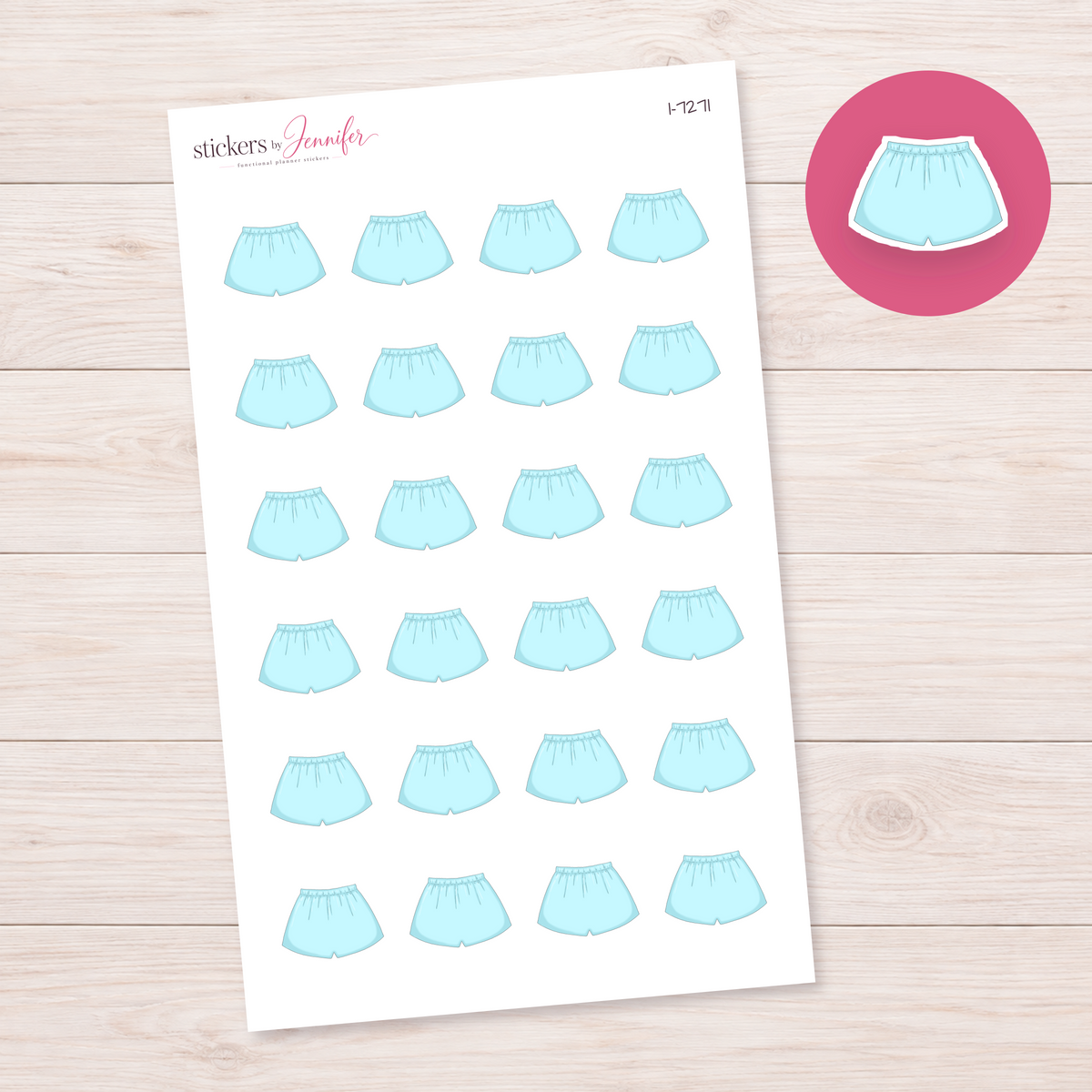 Aqua Swim Shorts Planner Stickers | I-7271