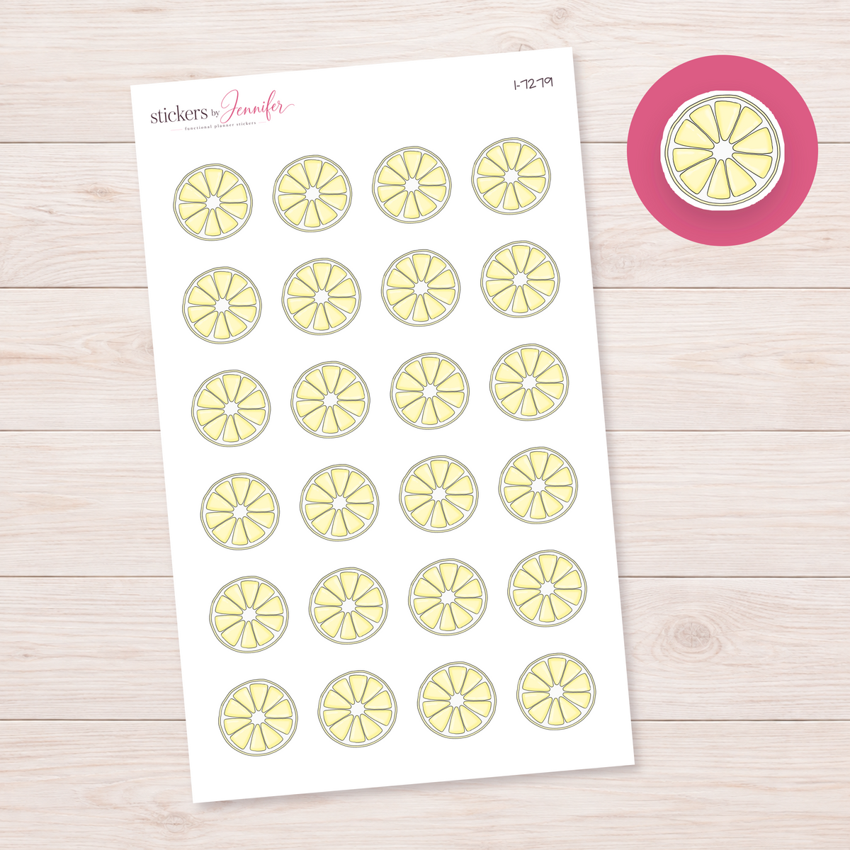 Yellow Lemon Slice Planner Stickers | I-7279