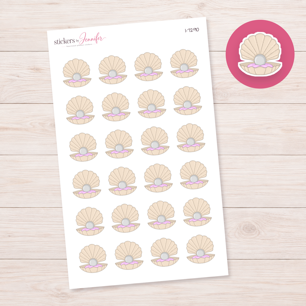 Seashell with Pearl Planner Stickers | I-7290