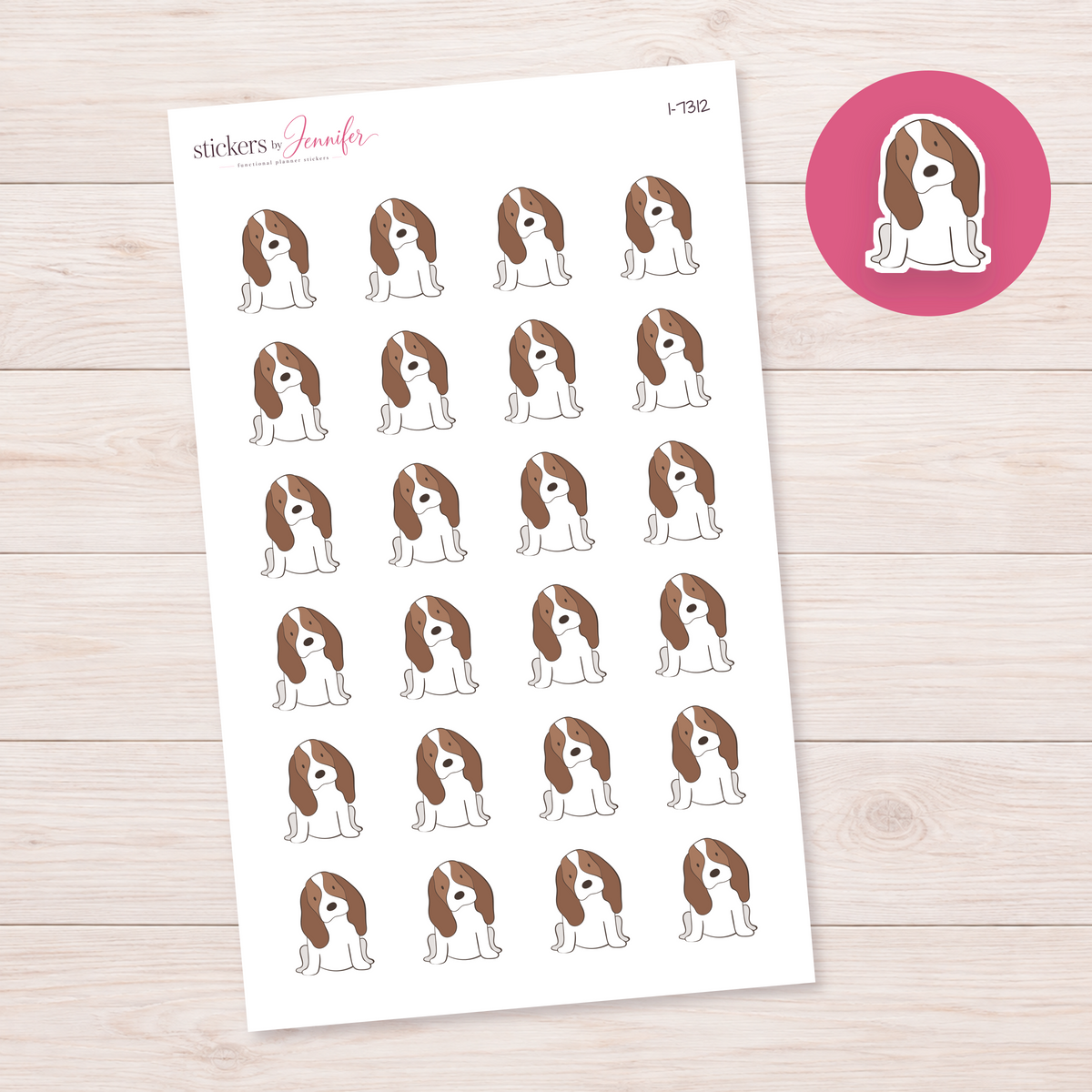 Brown Long-Eared Puppy Planner Stickers | I-7312
