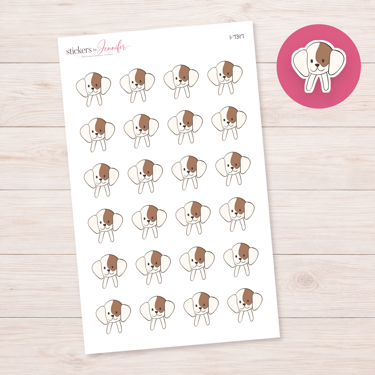 Small Brown and White Puppy Planner Stickers | I-7317