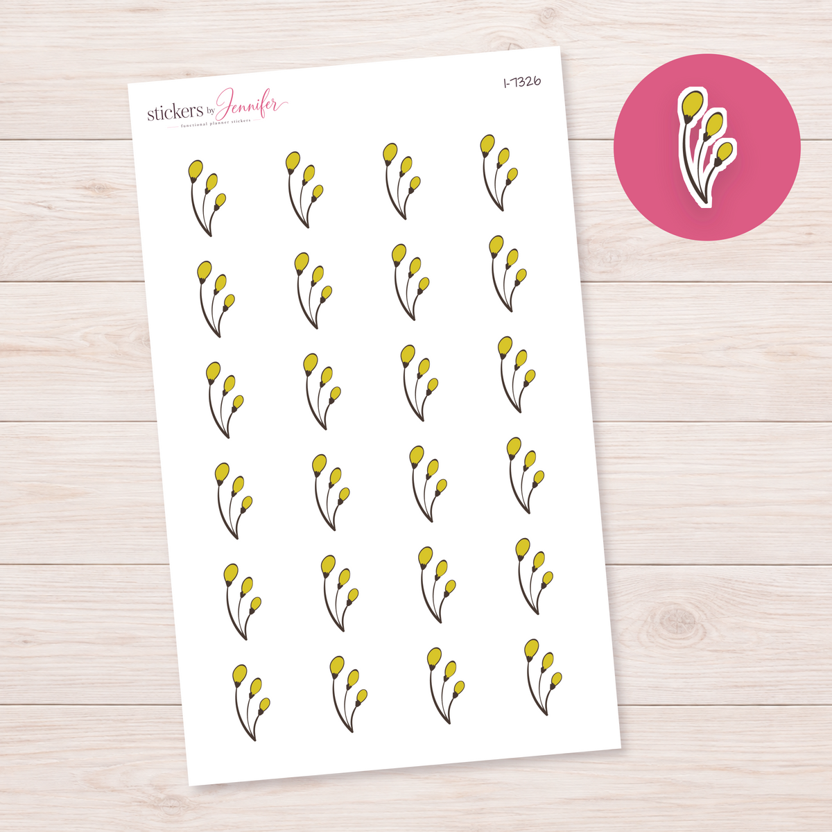 Three Yellow Buds Planner Stickers | I-7326