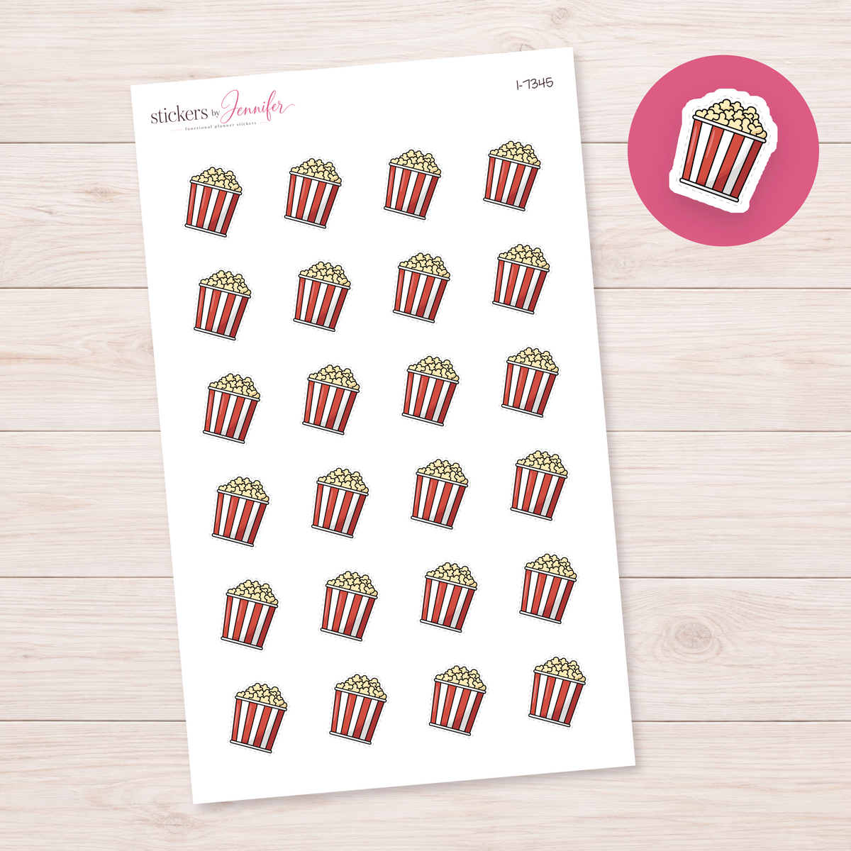 Popcorn Doodle Planner Stickers | I-7345