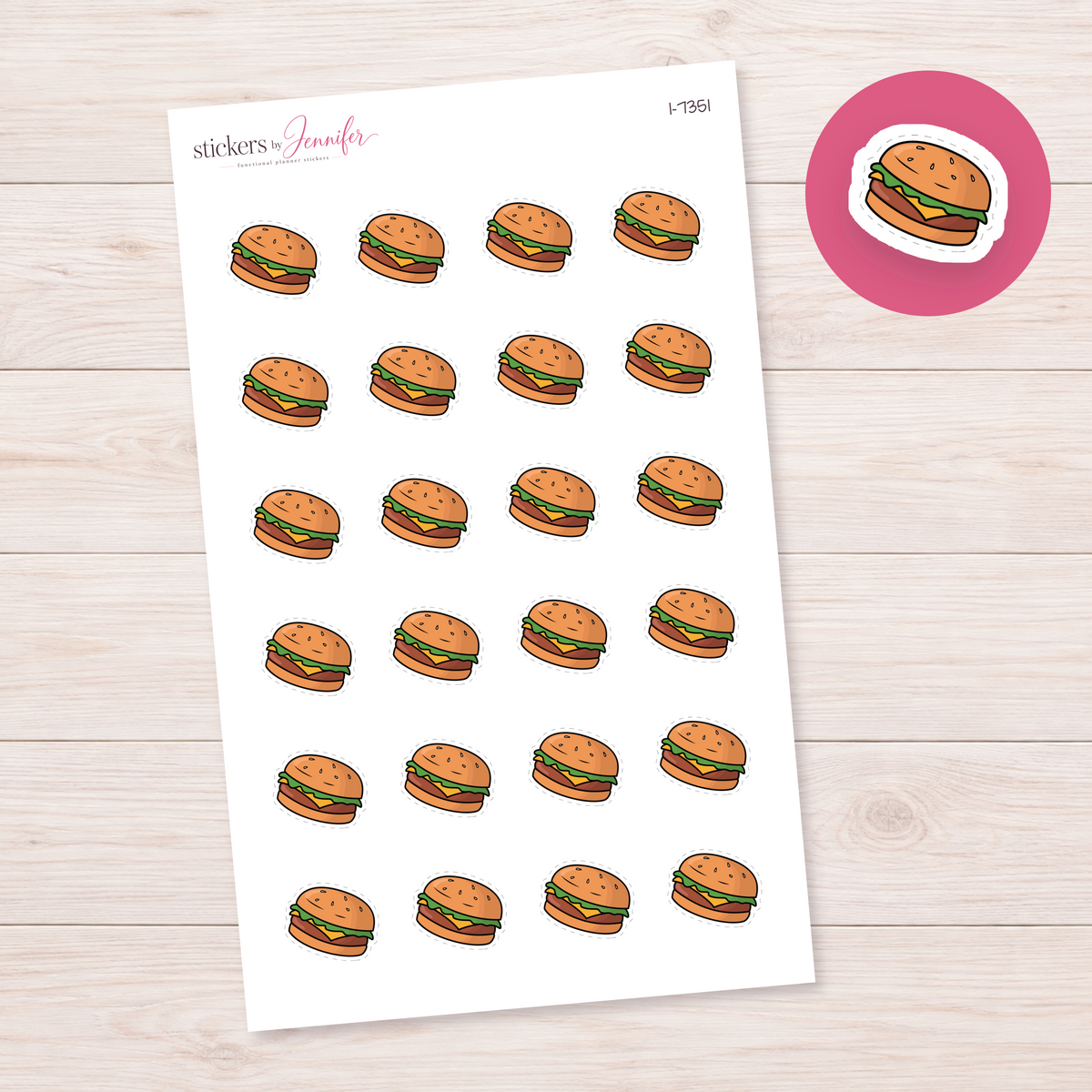 Burger Sticker Doodle Planner Stickers | I-7351