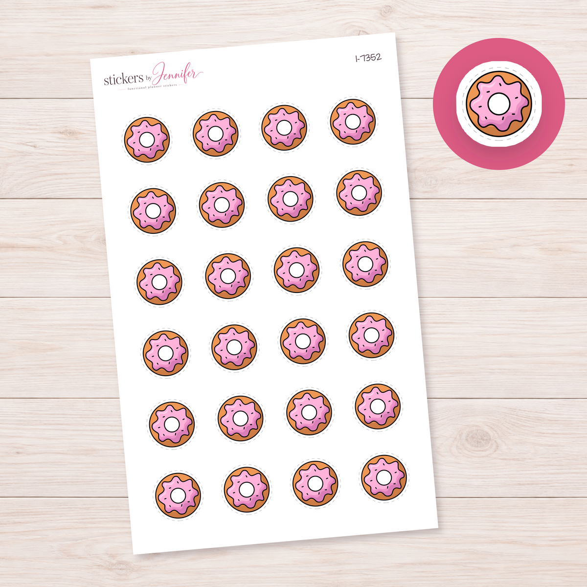Pink Frosted Donut Planner Stickers | I-7352