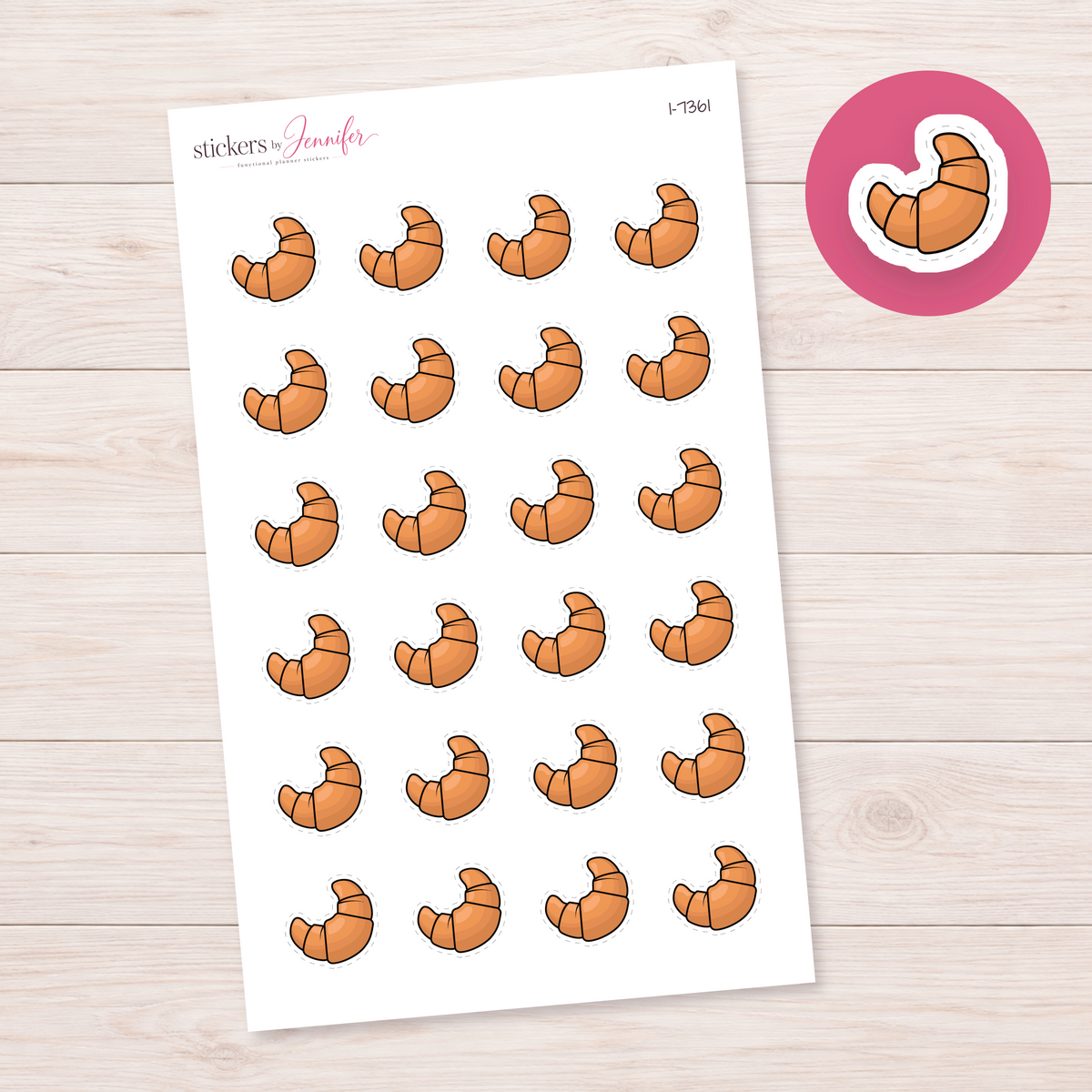 Cartoon Croissant Planner Stickers | I-7361