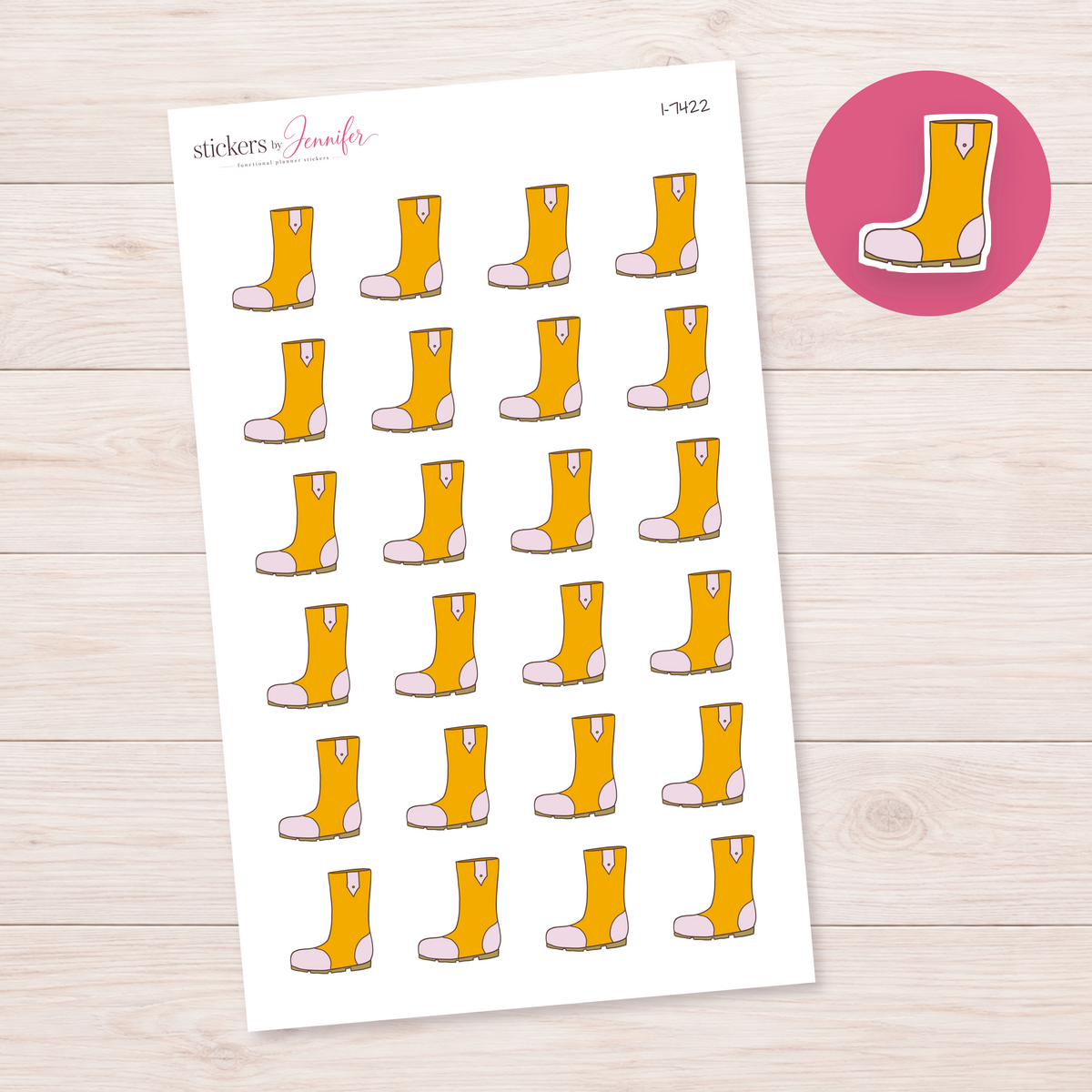 Yellow Rain Boot Planner Stickers | I-7422