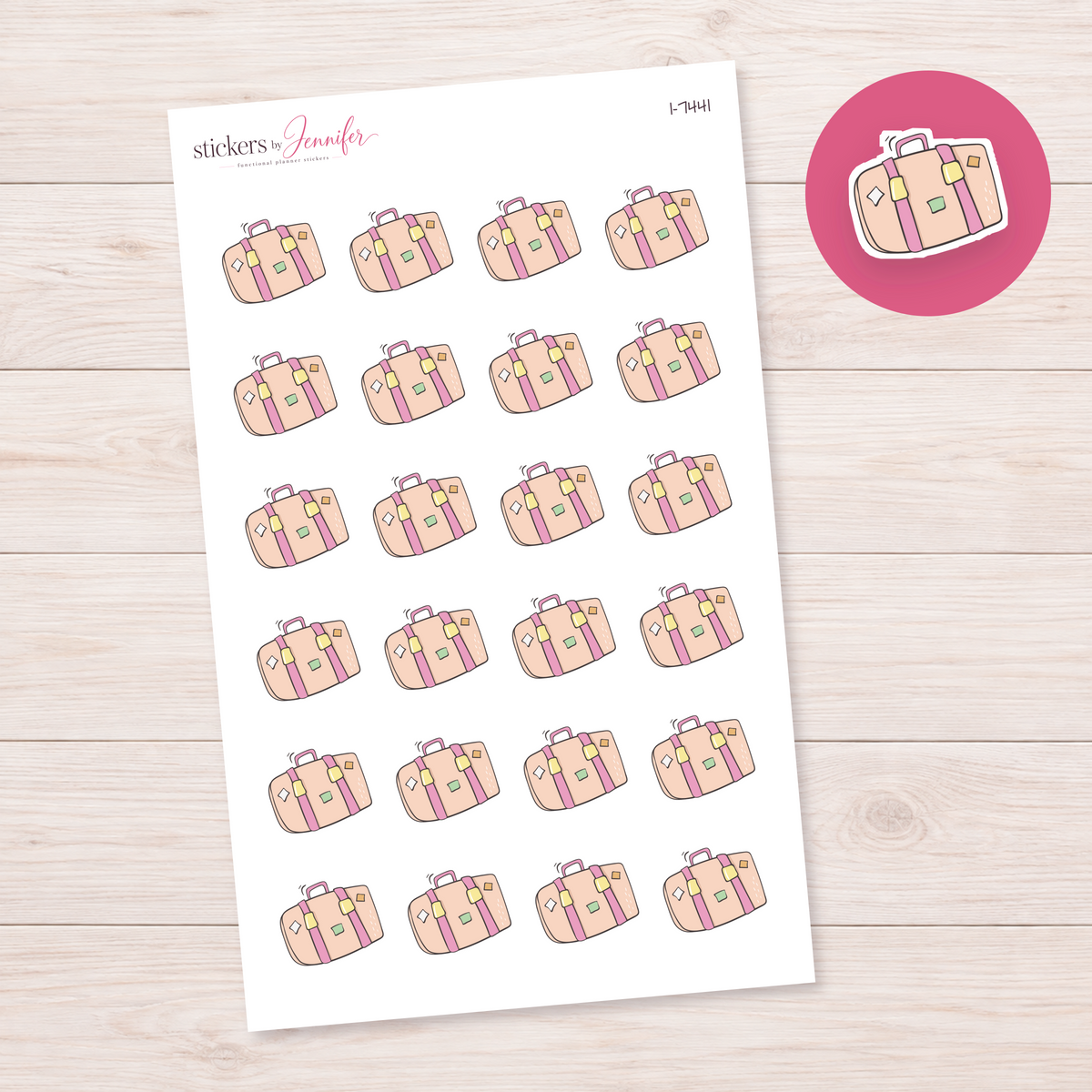 Peach Travel Suitcase Planner Stickers | I-7441