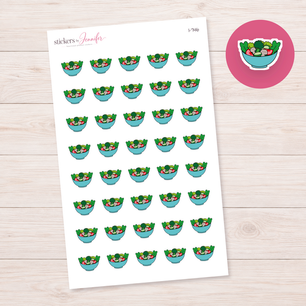 Teal Salad Bowl Planner Stickers | I-746