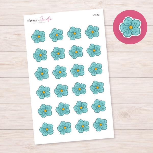 Teal Flower Planner Stickers | I-7485
