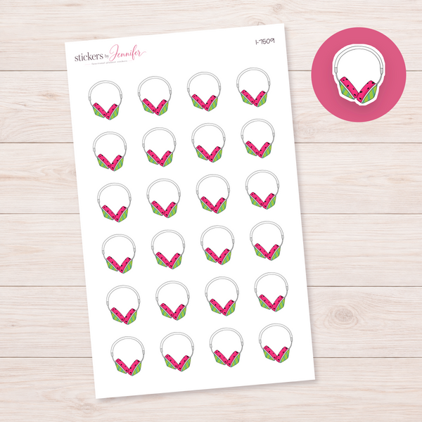 Watermelon Headphones Planner Stickers | I-7509