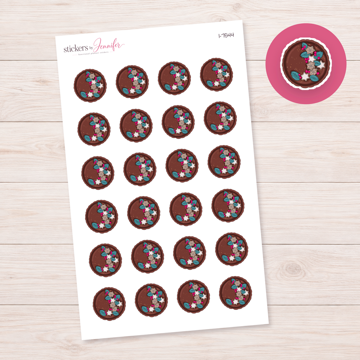 Decorated Chocolate Tart Planner Stickers | I-7544