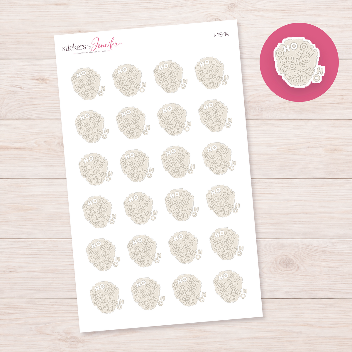 Ho Ho Ho Round Cookie Planner Stickers | I-7574