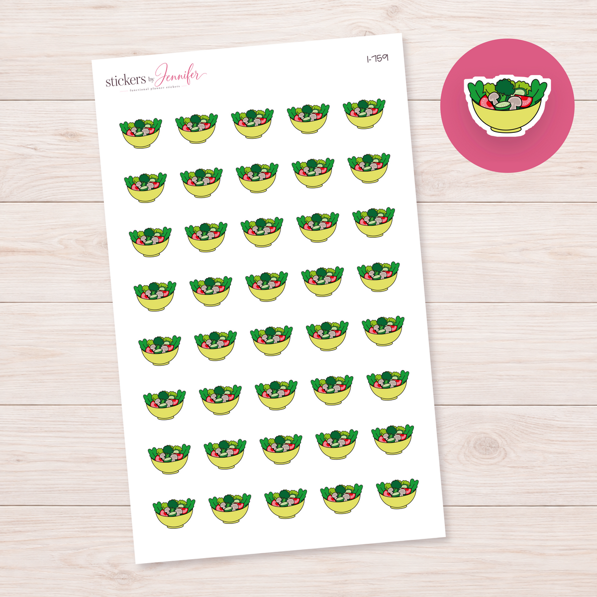 Lime Yellow Salad Bowl Planner Stickers | I-759