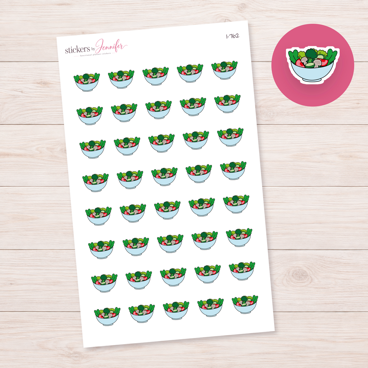 Pale Blue Salad Bowl Planner Stickers | I-762