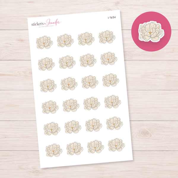 Cream Ruffled Flower Planner Stickers | I-7634