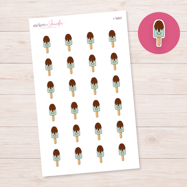 Mint Chocolate-Dipped Ice Pop Planner Stickers | I-7650